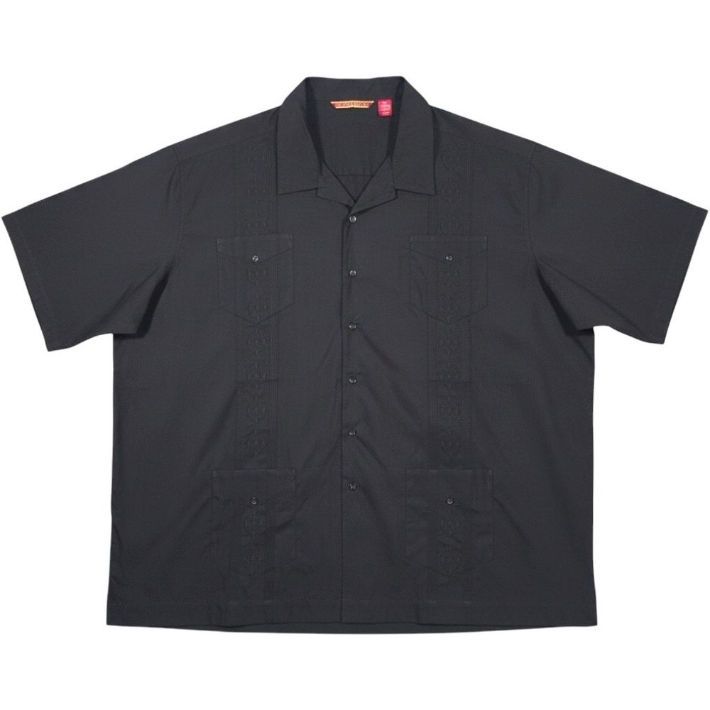 Havanera Co Guayabera Shirt Mens 5XL Black Embroidered Short Sleeve 4 Pockets